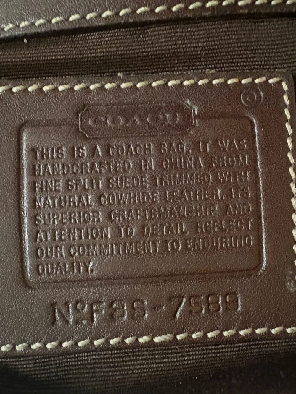 Y2K VINTAGE COACH HAMPTON SUEDE HOBO BAG 7589 in TAN SUEDE W/ MAHOGANY LEATHER